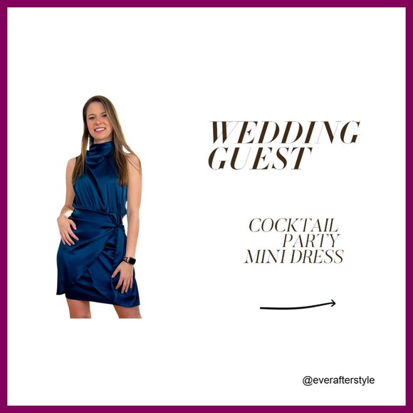 Satin Halter Neck Wrap Dress Elegant Bodycon Cocktail Party Mini - Picture 7 of 7